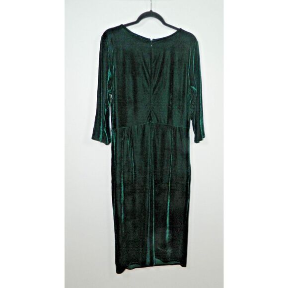 Unique‎ Vintage Dress Plus Size 3XL/20 Green Velvet Midi - Picture 2 of 7